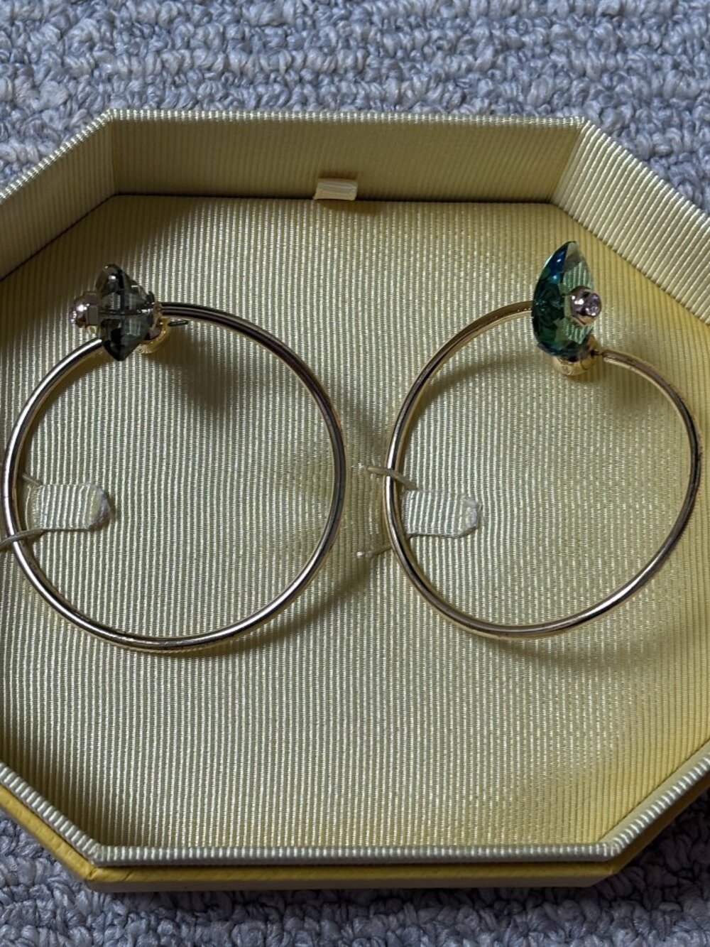 Swarovski Studiosa Gold Hoops - with Green coloured crystals